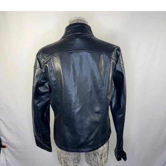 Emporio Collezioni Faux Leather Motorcycle Jacket Black XXL - Picture 3 of 8